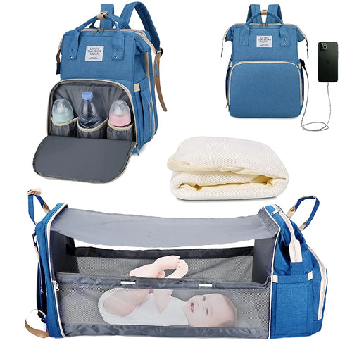 3 In 1 Diaper Bag Backpack Foldable Baby Bed Waterproof Travel Bag