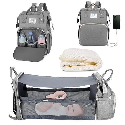 3 In 1 Diaper Bag Backpack Foldable Baby Bed Waterproof Travel Bag