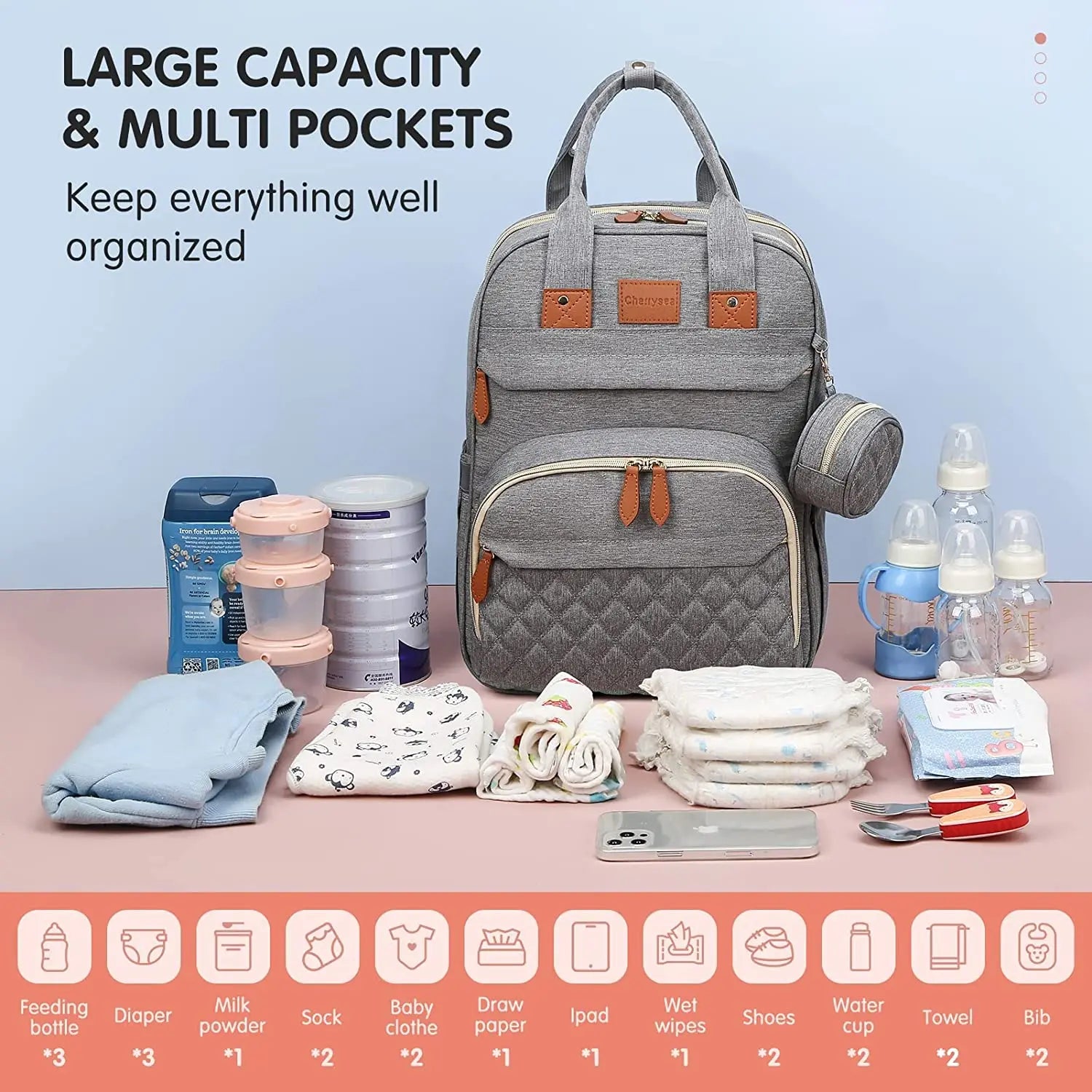 3 In 1 Diaper Bag Backpack Foldable Baby Bed Waterproof Travel Bag