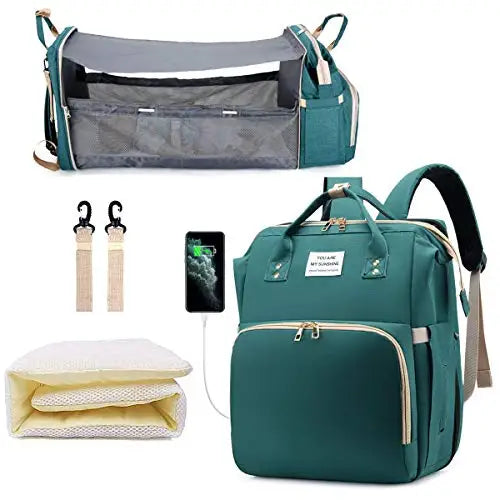 3 In 1 Diaper Bag Backpack Foldable Baby Bed Waterproof Travel Bag