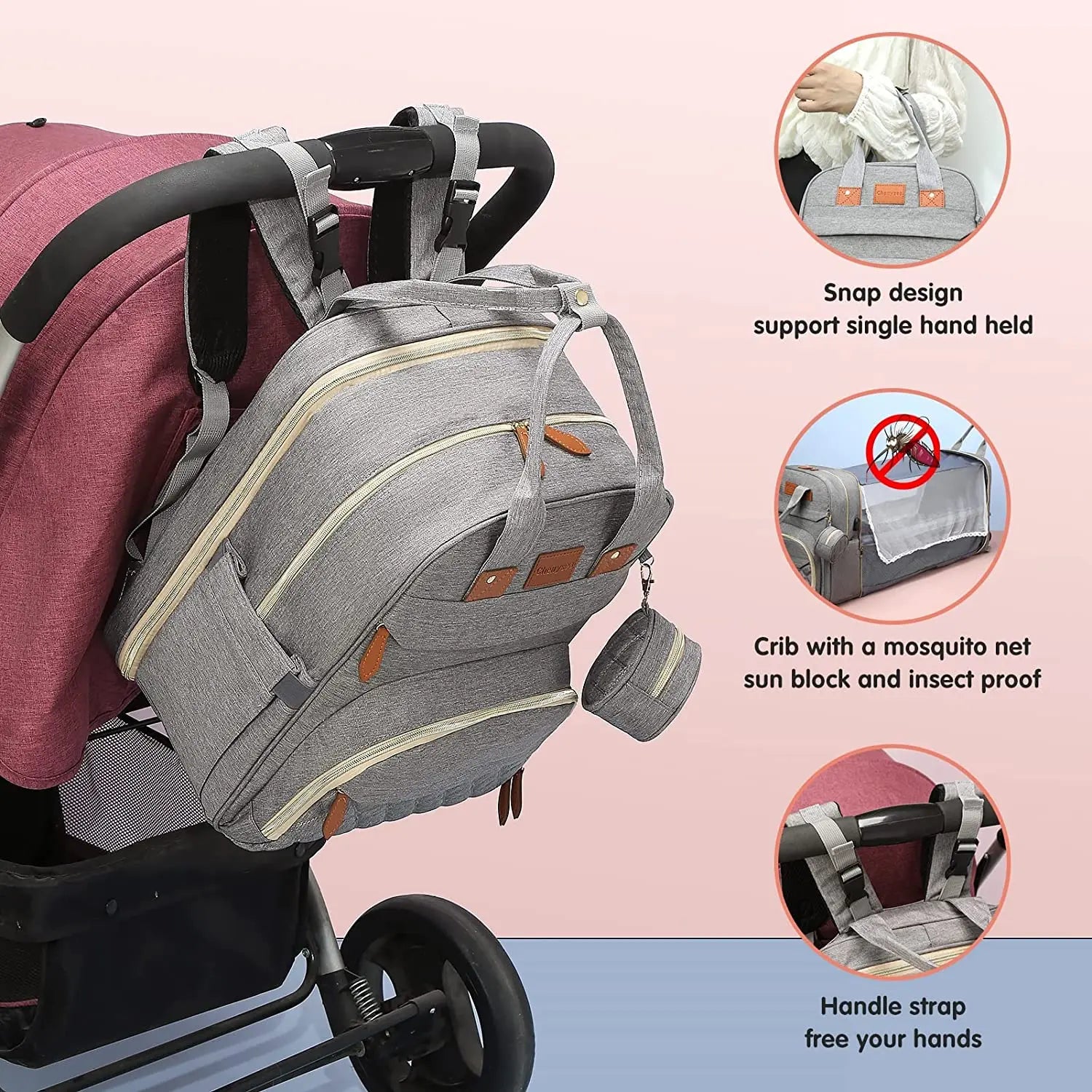 3 In 1 Diaper Bag Backpack Foldable Baby Bed Waterproof Travel Bag