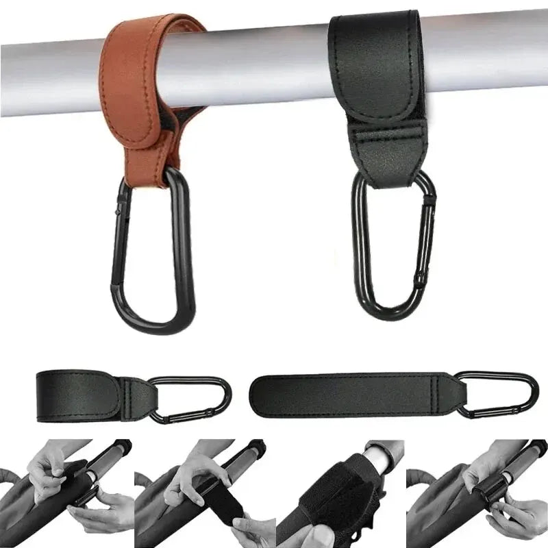 Stroller Hooks Baby Diaper Bag Hook Stroller Organize PU Leather