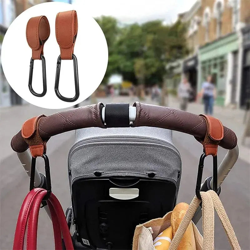 Stroller Hooks Baby Diaper Bag Hook Stroller Organize PU Leather