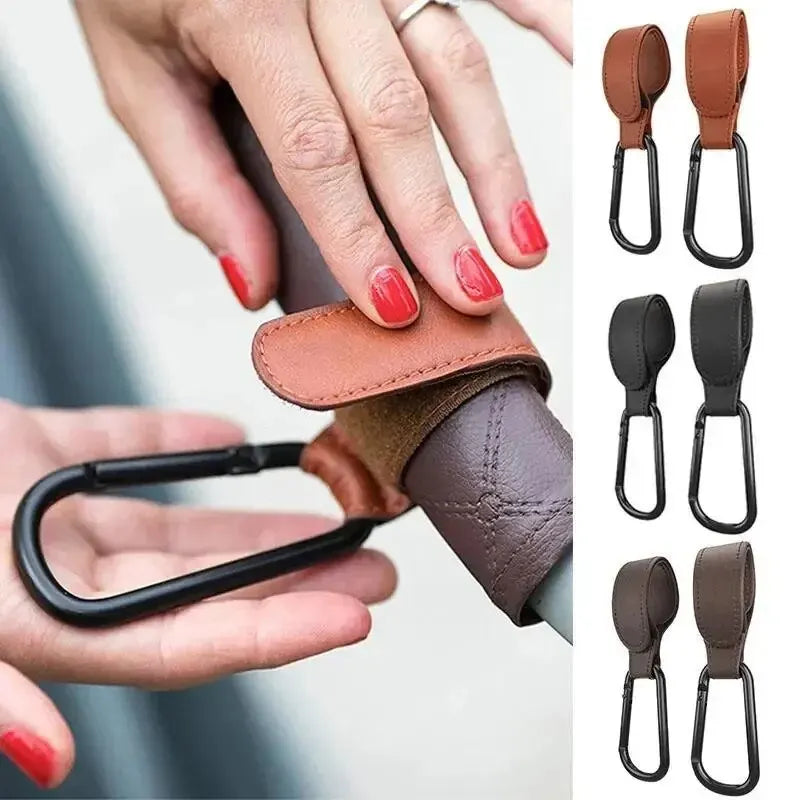 Stroller Hooks Baby Diaper Bag Hook Stroller Organize PU Leather