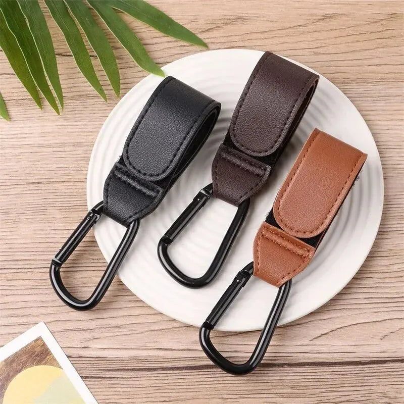 Stroller Hooks Baby Diaper Bag Hook Stroller Organize PU Leather